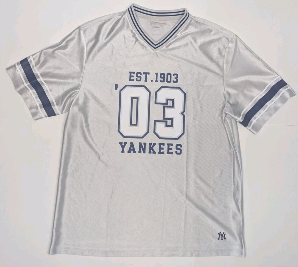 New York Yankees Game Used Jersey Jeff Parnhan 2007 Large MLB Patch Silver Vneck